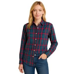Y2K Preppy Core Plaid Button-Up | Land's End Supima Cotton L 18